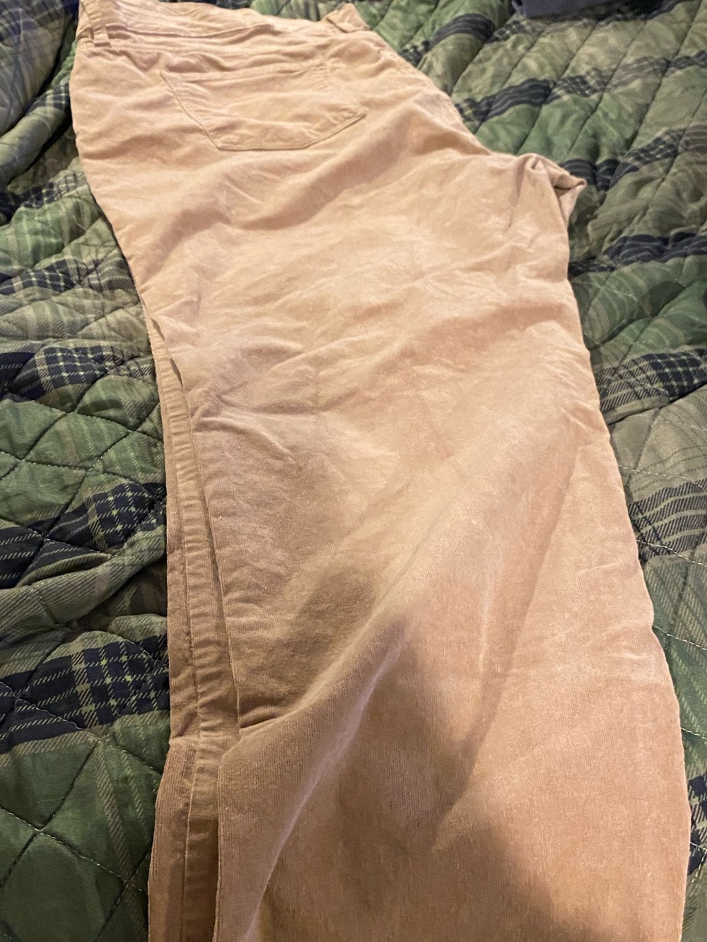 Women’s Casual Corduroy Pants in tan. Straight leg